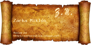 Zarka Miklós névjegykártya